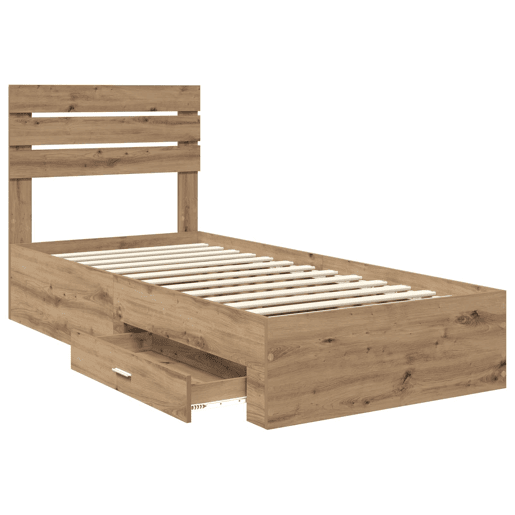 Estrutura de cama de solteiro para adultos com gaveta com cabeceira Madeira processada