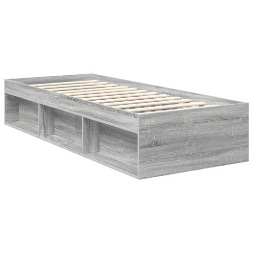 Estrutura de cama de solteiro com cabeceira - Cinza Sonoma 75 x 190 cm