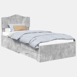 Estrutura de cama de solteiro para adultos Cinzento 90 x 200 cm Madeira processada