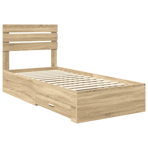 Estrutura de cama de solteiro para adultos com gaveta com cabeceira Madeira processada