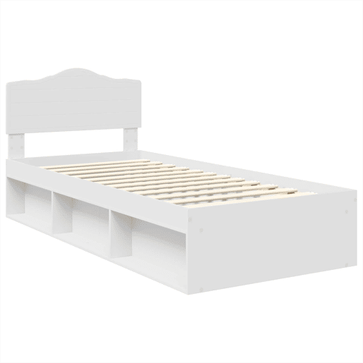 Estrutura de cama de solteiro para adultos - Branco 75 x 190 cm Madeira de Pinheiro Sólida