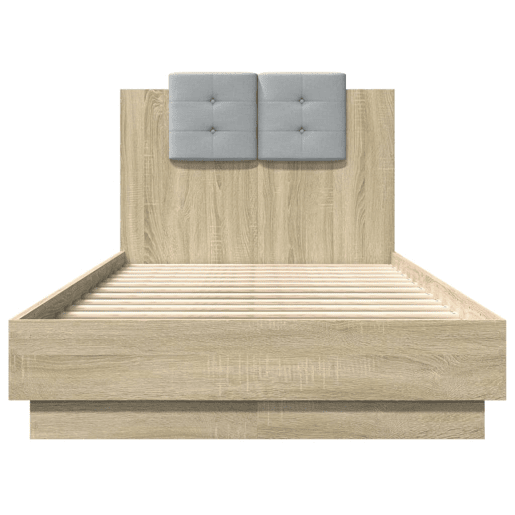 Estrutura de cama de solteiro moderno c cabeceiraluzes LED 75x190 cm carvalho sonoma