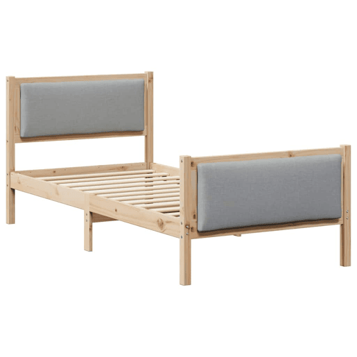 Estrutura de cama de solteiro simple, Cinzento-claro 90 x 190 cm tecido