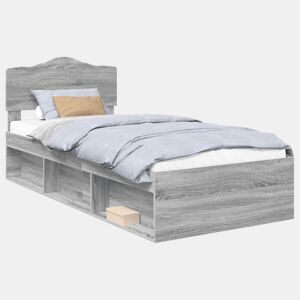 Estrutura de cama de solteiro com cabeceira - Cinza Sonoma 75 x 190 cm
