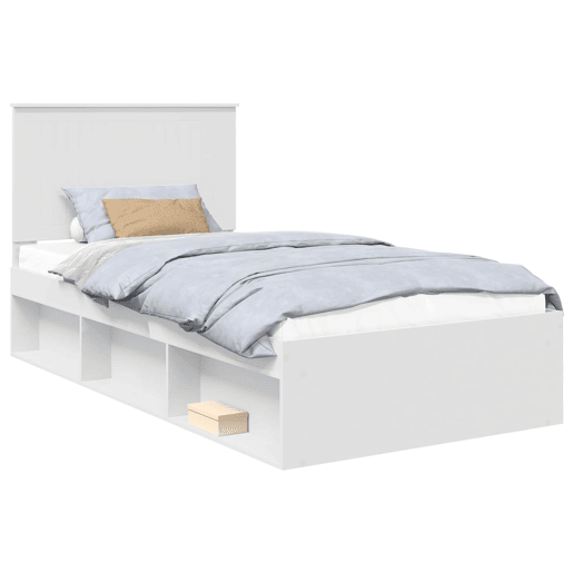 Estrutura de cama de solteiro para adultos com Cabeceira - Branco 100 x 200 cm