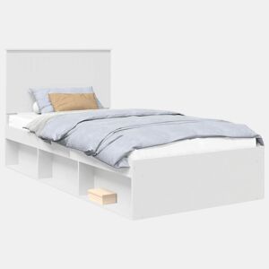 Estrutura de cama de solteiro para adultos com Cabeceira - Branco 100 x 200 cm