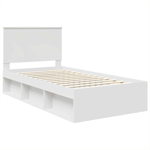 Estrutura de cama de solteiro para adultos com Cabeceira - Branco 100 x 200 cm