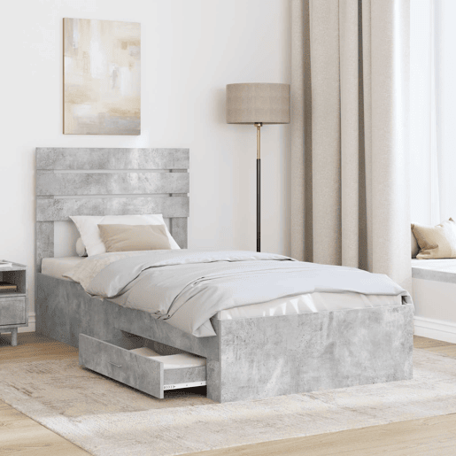 Estrutura de cama de solteiro para adultos com gaveta com cabeceira Madeira processada
