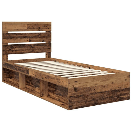 Estrutura de cama de solteiro para adultos com cabeceira Madeira antiga 90 x 190 cm