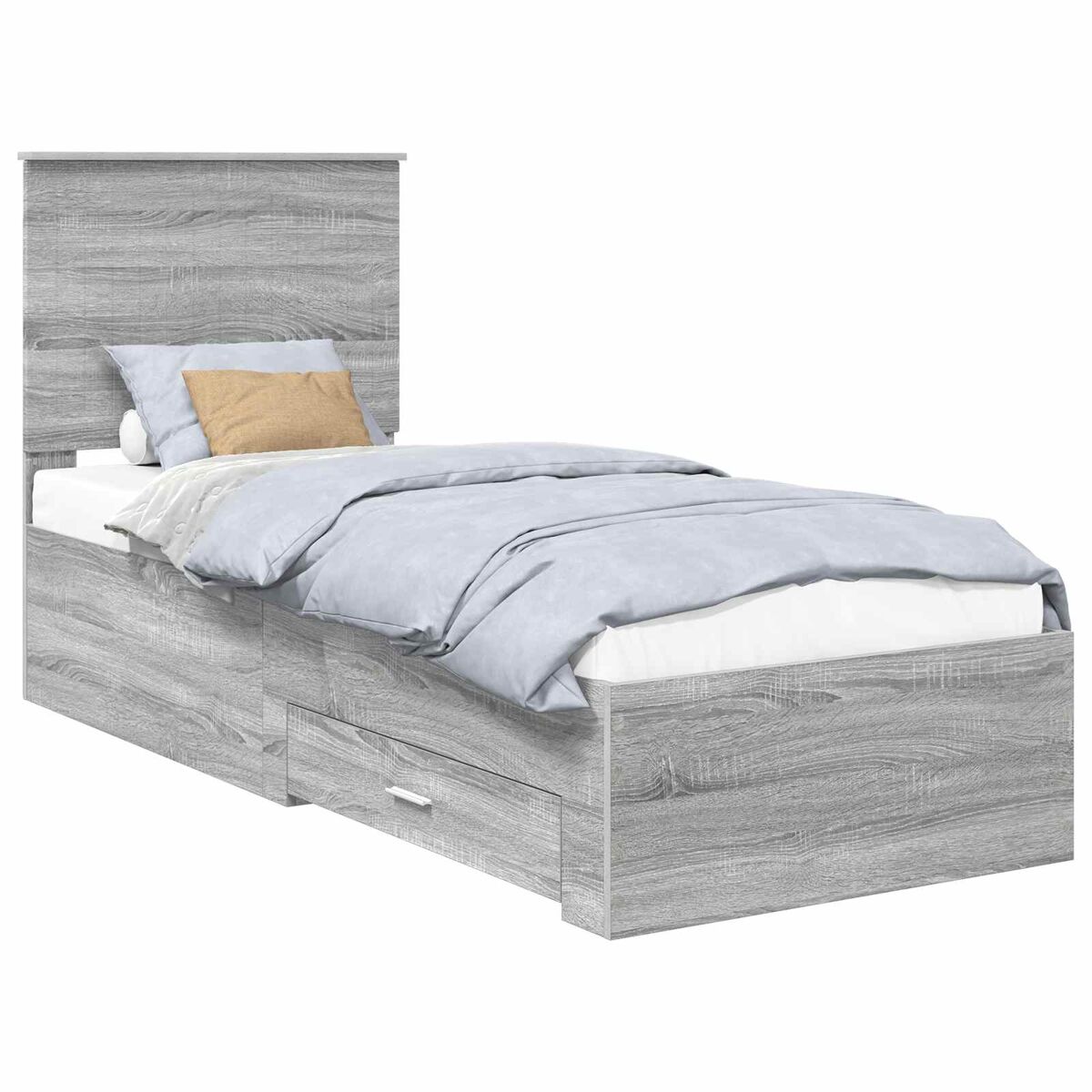 Estructura de cama individual para adultos con cabecera - gris sonoma y plata 70 x 190 cm