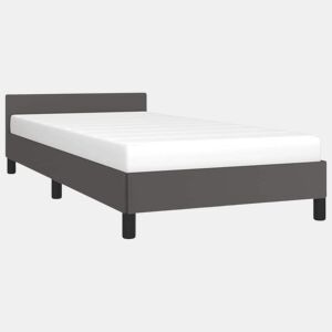 Estrutura de cama de solteiro para adultos c cabeceira 90x200 cm cinzento