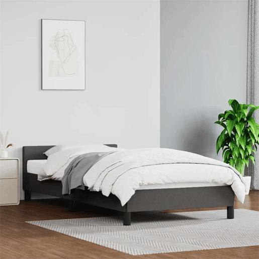 Estrutura de cama de solteiro para adultos c cabeceira 90x200 cm cinzento