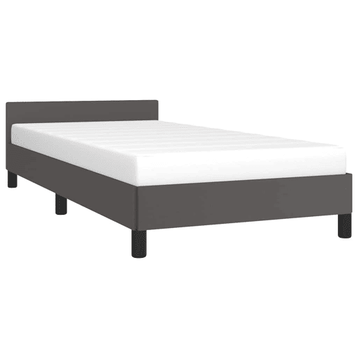 Estrutura de cama de solteiro para adultos c cabeceira 90x200 cm cinzento