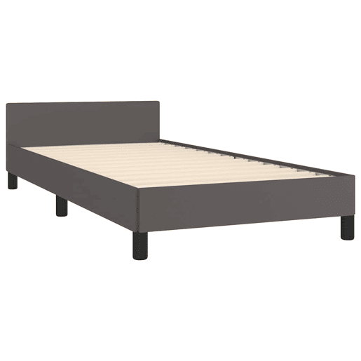 Estrutura de cama de solteiro para adultos c cabeceira 90x200 cm cinzento