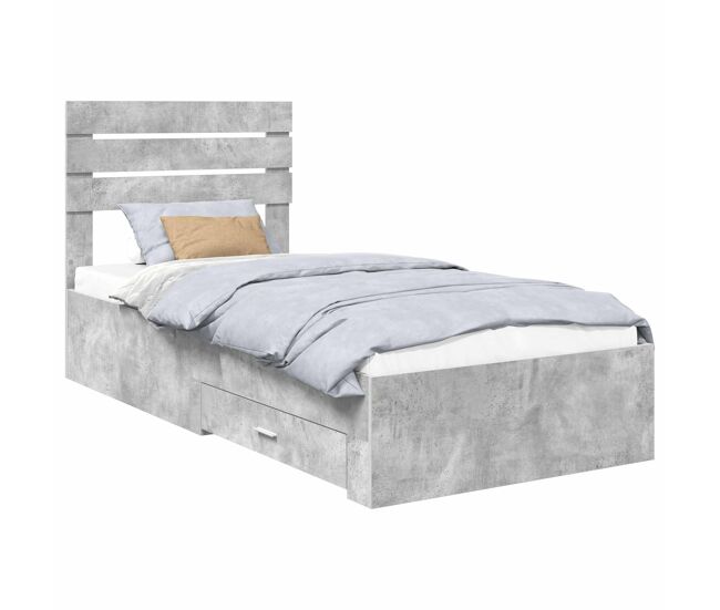 Estructura de cama individual para adultos con cajón con cabecera madera contrachapada