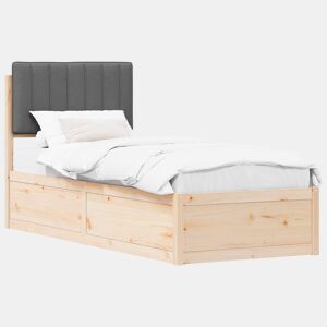 Estrutura de cama de solteiro para adultos com Cabeceira Estofada Cinza Escuro