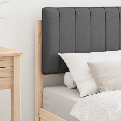 Estrutura de cama de solteiro para adultos com Cabeceira Estofada Cinza Escuro