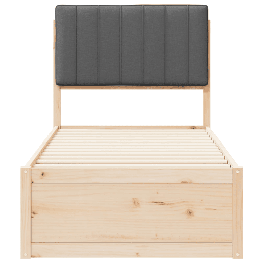 Estrutura de cama de solteiro para adultos com Cabeceira Estofada Cinza Escuro