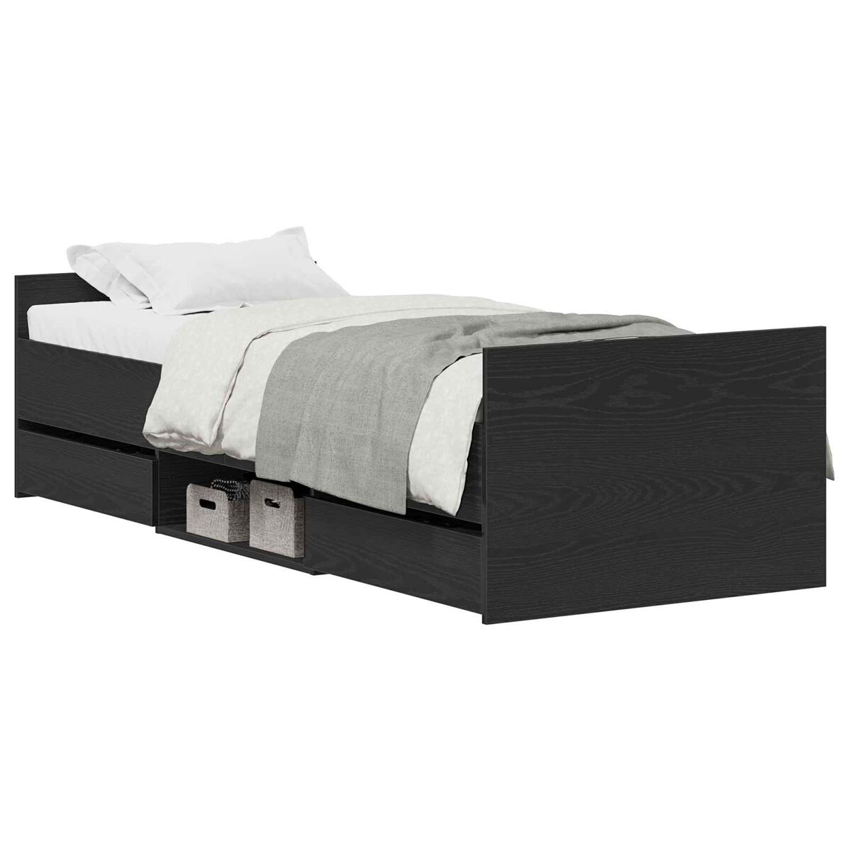 Estructura de cama simple para adultos con cabecera - roble negro 193 x 78 x 50 cm