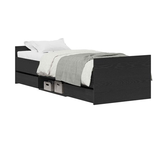 Estructura de cama simple para adultos con cabecera - roble negro 193 x 78 x 50 cm