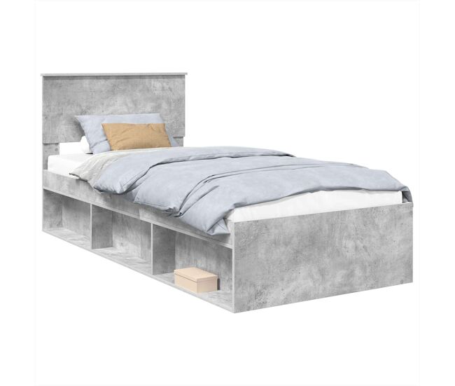 Estructura de cama individual para adultos con cabecera - gris concreto 100 x 200 cm