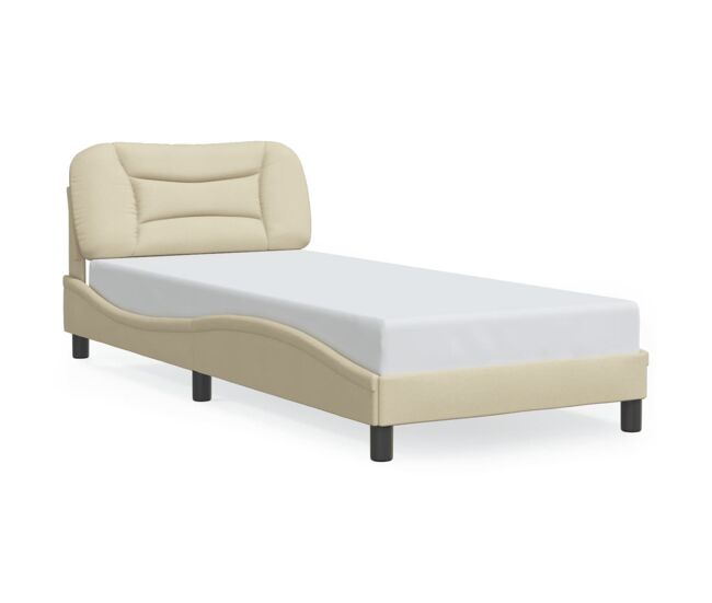 Estructura de cama individual para adultos con led tela crema 90x200 cm