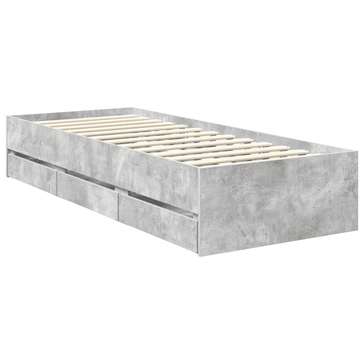 Estrutura de cama de solteiro para adultos com cabeceira Cinzento Concreto 75 x 190 cm