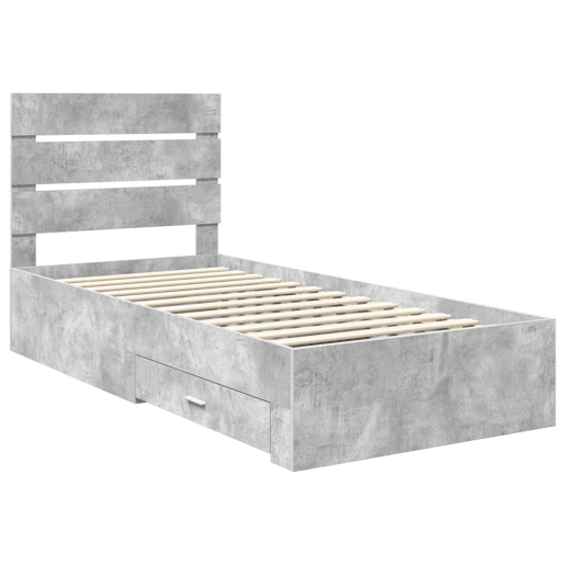 Estrutura de cama de solteiro para adultos Cinzento 90 x 200 cm Madeira processada