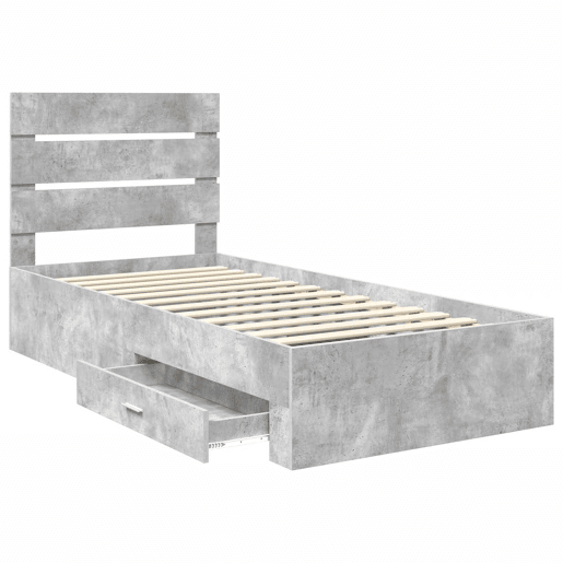 Estrutura de cama de solteiro para adultos Cinzento 90 x 200 cm Madeira processada