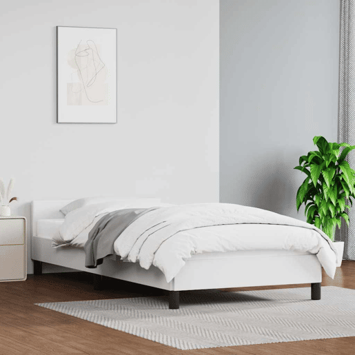 Estrutura de cama de solteiro para adultos c cabeceira 90x200 cm branco