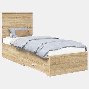 Estrutura de cama de solteiro para adultos Carvalho Sonoma e Prata 70 x 190 cm