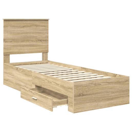Estrutura de cama de solteiro para adultos Carvalho Sonoma e Prata 70 x 190 cm