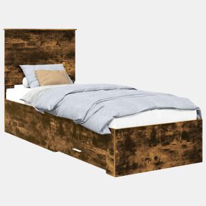 Estrutura de cama de solteiro para adultos Carvalho Defumado e Prata 70 x 190 cm