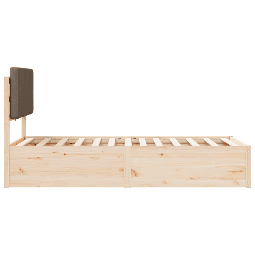 Estrutura de cama de solteiro para adultos com Cabeceira - Estofada Cinzento-acastanhado