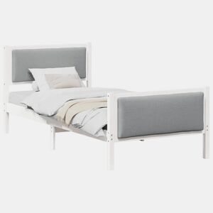 Estrutura de cama de solteiro simple, Cinzento-claro 90 x 190 cm tecido