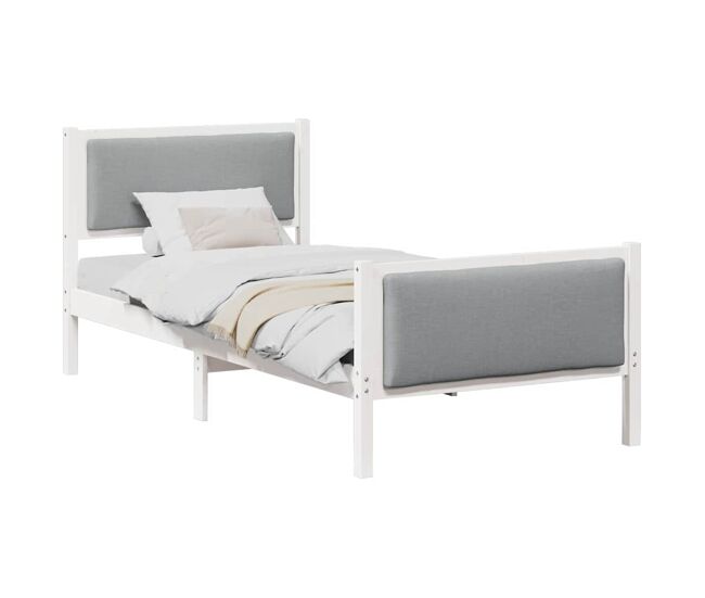 Estructura de cama individual para adultos con cabecera - gris claro 90 x 190 cm tela