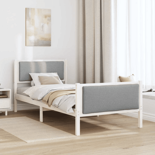 Estrutura de cama de solteiro simple, Cinzento-claro 90 x 190 cm tecido