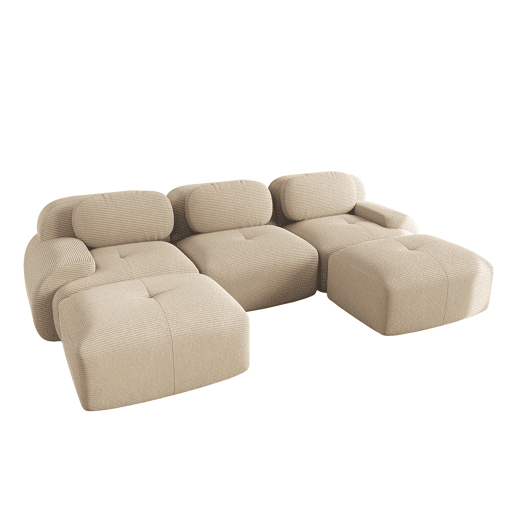 Sofá modular em U - sem montagem - antiderrapante, adequado para animais de estimação, 32D com almofadas ergonómicas - Bege