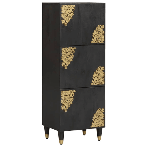 Aparador - Bufete - Móvel de apoio com porta Preto 40 x 33 x 110 cm Madeira de manga maciça pt1532