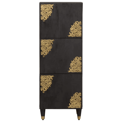 Aparador - Bufete - Móvel de apoio com porta Preto 40 x 33 x 110 cm Madeira de manga maciça pt1532