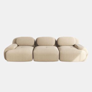 Sofá modular de 3 lugares - combinável, antiderrapante, sem montagem, braços ergonómicos e estofamento de alta elasticidade - Bege
