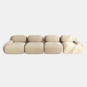 Sofá de 4 lugares - Veludo cotelê macio, almofadado 32D de alta elasticidade, ergonómico e adequado para animais de estimação - Bege