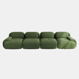 Sofá de 4 lugares - Veludo cotelê macio, acolchoado elástico 32D, adequado para animais de estimação e ergonómico, embalado a vácuo - Verde