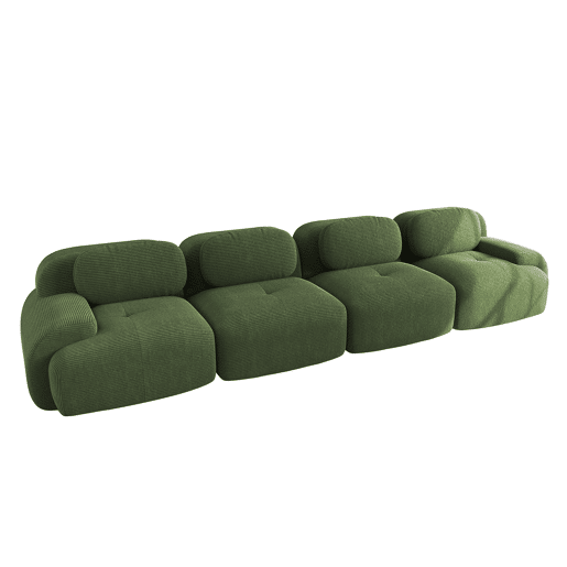Sofá de 4 lugares - Veludo cotelê macio, acolchoado elástico 32D, adequado para animais de estimação e ergonómico, embalado a vácuo - Verde