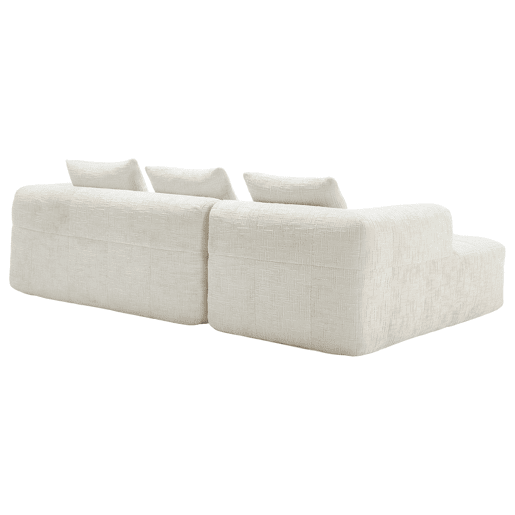 Sofá modular de 3 lugares - L-Sofa com chaise longue, almofadas e bolso lateral - Bege