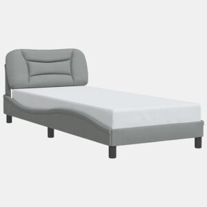 Estrutura de cama de solteiro para adultos com LED 90x200 cm tecido