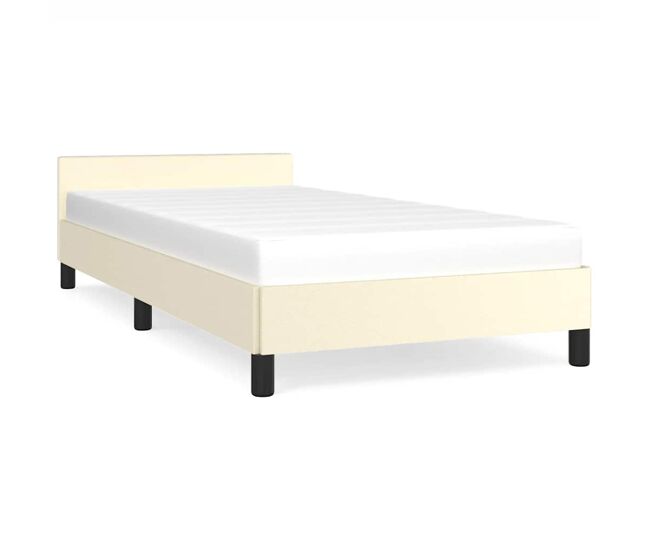 Estructura de cama individual para adultos con cabecero crema 90x200 cm