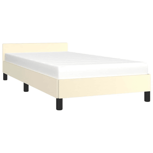 Estrutura de cama de solteiro para adultos c cabeceira 90x200 cm creme