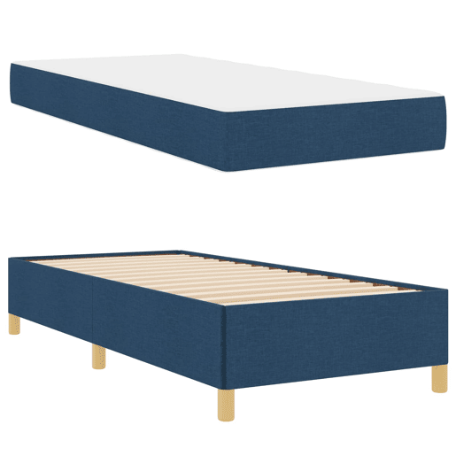 Estrutura de cama de solteiro para adultos com colchão Azul 90 x 200 cm tecido