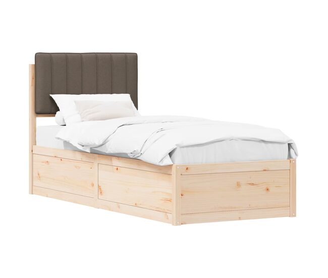 Estructura de cama simple para adultos con cabecera - tapizada taupé 80 x 200 cm